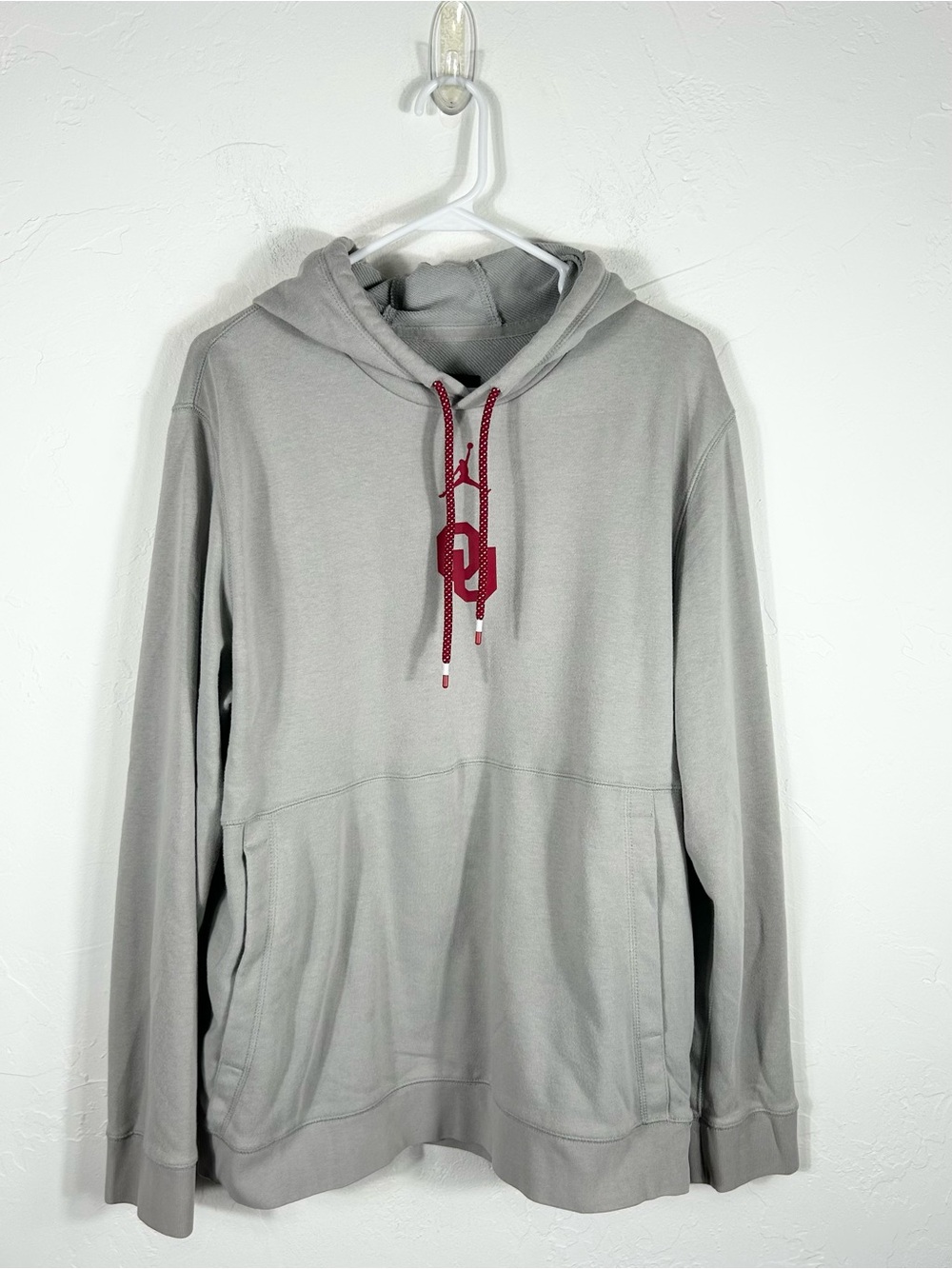 👁️ Jordan Brand Oklahoma Sooners OU Logo Pullover Hoodie Large Gray Size Large